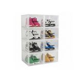 AGARO Stackable Shoe Storage Box Organizer | Heavy Duty, Transparent, Plastic Sneaker Crates Container with Magnetic Door |Space Saving|Organizer for Men & Women| Fits up to Size UK 12 | Pack of 8