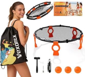 Upgraded Foldable Outdoor Games Sets (Includes 3 Balls, Pump, Carrying Case and Rules), VEXOMIX Metal Roundnet Game for Family Yard, Outdoor Lawn, Beach & Tailgating-Orange