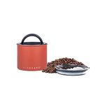 Planetary Design Airscape Stainless Steel Coffee Canister | Food Storage Container | Patented Airtight Lid | Push Out Excess Air and Preserve Freshness (Small, Matte Red Rock)