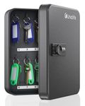 Pawfly 20 Position Key Cabinet with Combination Lock Resettable Black Digital Security Storage Box Steel Key Organizer with Colorful Key Tag Labels Stickers and Hooks