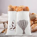 2Pcs Large Linen Bread Bags for Homemade Bread Reusable Bread Container Drawstring Bread Storage Bags Large Linen Saver Bag Printed Bread Bags for Bread Storage Bakers Gifts 16x12inch (A+B)