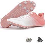 kcross Track Shoes Men Womens Track Spikes Shoes, Track Spikes Men, Track and Field Shoes for Sprinting, Track Cleats for Kids Boys Youth, Soft Pink, 9.5 Women/8 Men