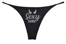 Southern Sisters Sexy Devil Women's Thong (Pack of 1) Funny, Black, L