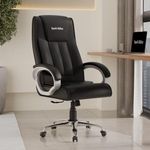 beAAtho® Berlin Orthopedic Boss Chair with 3-Years Warranty by beAAtho, Leatherette Executive Office Chair Ergonomic High- Back Chair-Cushioned Seat & Armrests, Metal Base. (Leatherette Black)