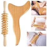 2 Pcs Wooden Gua Sha Tools Lymphatic Drainage Tool, Machomby Wood Therapy Massage Tools Manual Gua Sha Tools Anti Cellulite Massage Tool for Gua Sha Massage, Maderotherapy, Body Sculpting