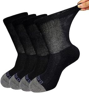 ZFSOCK Chaussettes Diabétiques Homme Femme: Sans Elastique Sans Couture Non Comprimantes Amples Socquettes Classiques Diabetique en Coton Coussin 4 Paires Mi-mollet, Noir 43-46