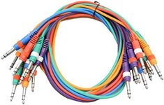 Seismic Audio Speakers 3 Foot TRS Jumper Patch Cables, Pack of 10, Multiple Colored Cables