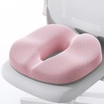 Benazcap Donut Pillow Seat Cushion for Tailbone & Sciatica Pain Relief, Memory Foam Ergonomic Hemorrhoid Pillow for Coccyx, Sciatica, Pregnancy, Postpartum- Pink