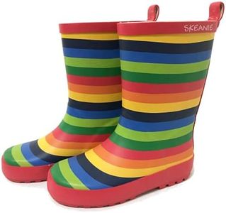 SKEANIE Kids Natural Rubber Gumboots, Rainbow Stripe, EU33