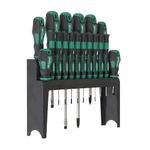 Extra Big Screwdriver Set 18-Piece Long, Short, Precision Mechanics, TX Chrome-Plated with Holder for WIESEMANN1893 I Slot, PH and TX with Magnetic tip I 81154