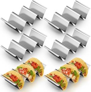 Taco Holder Stand, 6 Packs Stainless Steel Taco Rack Truck Tray Style Holds Up to 3 Tacos Each, Oven, Grill and Dishwasher Safe