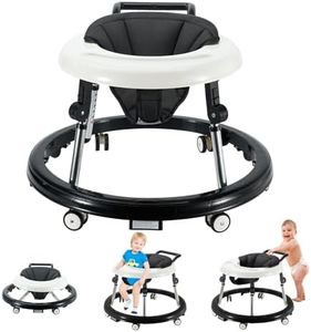 Baby Walker with Wheels, Activity Center with Mute Wheels Anti-Rollover, 5-Position Height Adjustable Foldable Baby Walker(Black)