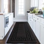 PHP Carpet Runners for Hallways Non Slip Long And Waterproof Gel Backing Hall Runner Non Slip Mat - 80 X 300 cm, Black Washable Kitchen Rugs Floor Mats Indoor