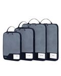 ECOHUB 4pcs Compression Packing Cubes, Suitcases Organiser Bag with Tag, Recycled Travel Bags Organiser for Backpack, Tear-resistant Packing Organiser for Carry On Luggage, Dark Blue (Patent Pending)