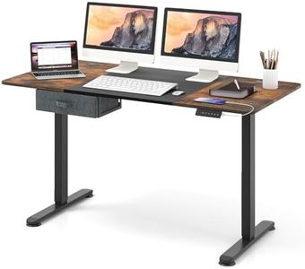 Giantex 140x70cm Electric Height Adjustable Standing Desk, Ergonomic Sit Stand Desk, Stand up Computer Workstation w/USB Charging Port, Storage Drawer, 2 Cable Holes, Home Office (Black+Rustic Brown)