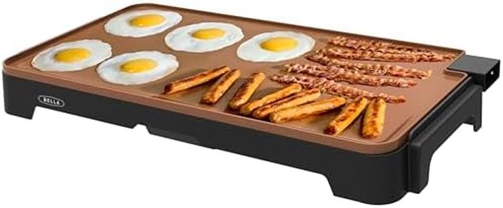 BELLA XL Electric Ceramic Titanium Griddle, Make 15 Eggs At Once, Healthy-Eco Non-stick Coating, Hassle-Free Clean Up, Large Submersible Cooking Surface, 12" x 22", Copper/Black