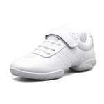 WUIWUIYU Boys' Girls' Women's Hook-and-Loop School Cheerleading Dance Yoga Sport Training Sneakers Size 11 UK Child White B