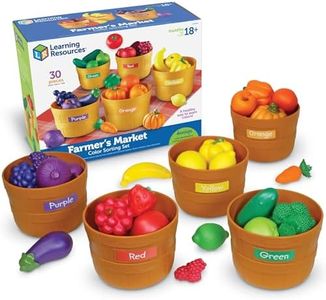 Learning Resources Farmer's Market Color Sorting Set - Pretend Play Food Sets for Kids Kitchen, Color Sorting Toys, Plastic Fruit and Vegetable Toy for Kids Kitchen Set, Play Food for Toddlers 1-3