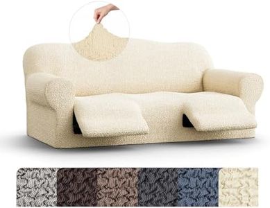 PAULATO BY GA.I.CO. Recliner Sofa Cover - Reclining Couch Slipcover - Soft Polyester Fabric Slipcover - 1-Piece Form Fit Stretch Furniture Protector - Mille Righe - Cream (Reclining Sofa Cover)