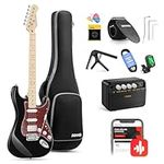 Donner Electric Guitar, 39" Electric Guitar Kit HSS Pickup Coil Split, Solid Body Guitar Starter Pack with Amp, Bag, Accessories, DST-152B Black