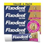 Fixodent Ultra Max Hold Secure Denture Adhesive Cream for Full and Partial Denture Wearers, 2.2oz (Pack of 4)