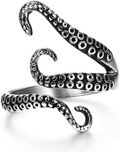FIBO STEEL Stainless Steel Octopus Shape Rings for Men Women Vintage Rings,Size 7-13, Stainless Steel