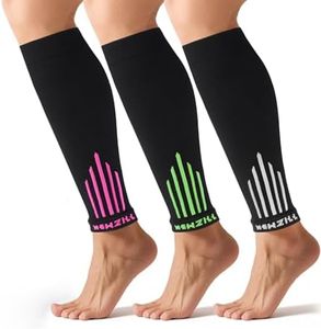 NEWZILL Calf Compression Sleeve for Men & Women | Footless Compression Socks for Shin Splint Relief, Varicose Veins | Leg Sleeve for Running, Travel, Nursing, Fitness (White/Pink/Green 3Pairs S/M)
