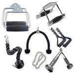 Gym Accessories attachments Combo: Rowing, D Handle, V Handle, Rope Handle with Safety Locks etc.