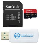 SanDisk 512GB Extreme Pro MicroSD Memory Card with Adapter Works with GoPro Hero 10 Black Action Cam U3 V30 4K A2 Class 10 SDSQXCZ-512G-GN6MA Bundle with 1 Everything But Stromboli Micro Card Reader