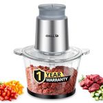 iBELL MT200GM Meat Chopper/Grinder/Mincer, 2 Litre Glass Bowl, 700W, Multi Purpose for Cutting Slicing Meat, Vegetables, Nuts & Fruits (Silver)