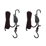 JSCARLIFE Secure Canoe and Kayak Bow and Stern Tie Down Straps Cargo on Car Top Roof Rack Adjustable Lashing Rope Ratchet Fixture Pulley Hanger (2 PCS)