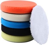 LEONTOOL 6 Inch Buffing Polishing Pads 6 Pcs Compound Buffing Sponge Pads and Woolen Pads for 150mm Backing Plate, Cutting Polishing Pad Kit for Car Buffer Polisher Compounding, Polishing and Waxing