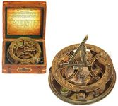 MAI 5 inch Steampunk Sundial Compass – Top Grade Perfectly Calibrated Large Brass Nautical Antique Vintage Style Compass with Wooden Box, Birthday Gifts, Thanks Giving, Baptism Gifts