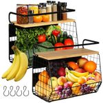 2 Set Magnetic Shelf, Fruit Baskets for Kitchens, Spice Rack Fruit Bowls 2 in 1 Onions and Potatoes Storage, Vegetable Rack Organiser, Magnetic Spice Rack for Fridge, BBQ Accessories, Tools, Snack