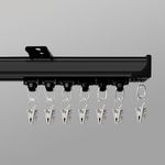 Hoeflife Curtain Track Ceiling Wall Mounted, Aluminum Heavy Duty Curtain Track System Set with Clips, Room Divider Curtain Rails for Privacy Room Separation, Bedroom Living Room(15-18FT, Black)