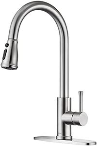 GUUKAR Kitchen Faucet with Pull Down Sprayer Brushed Nickel Stainless Steel Single Handle Modern Kitchen Sink Faucet with Deck Plate