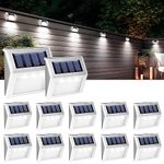 GIGALUMI 12 Pack Solar Deck Lights,3 LED Solar Stair Lights,Outdoor LED Step Lighting Stainless Steel Waterproof Led Solar Lights for Step/Stairs/Pathway/Walkway/Garden-(Cold White)