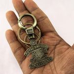 Keychain Compatible with Royal Enfield Bullet Key Chain for Bike | Double Sided Rubber Keyring/Keychain (Classic Logo Gold)