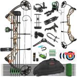 SHARROW Archery Compound Bow and Arrows Set for Adults Beginner Hunting and Targeting, 19-70 Lbs Draw Weight, 19-30” Draw Length, IBO 320 fps, Hunting Compound Bow Kit (Forest Camo)