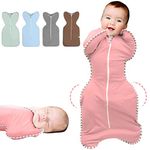 NARUTOO Baby Swaddle Sack, Multi-Color Newborn Boy or Girl Adjustable Sleep Sack Breathable Soft Premium Cotton Suit for Kids Aged 0-3 Months (Rose)