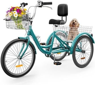 YITAHOME Tricycle, 26 Inch 3 Wheel Bikes, 7 Speed Trike Bike for Adults with Removable Baskets, Cruiser Bike for Seniors Women Men Shopping Picnic Outdoor Sports, Green