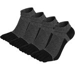 ELECDON Men's Toe Socks Crew Cotton Five Fingers Socks Low Cut Running Athletic Socks 4 Pairs Size 7-11, grey, One Size