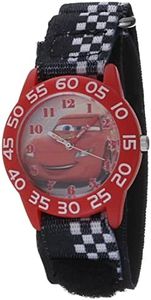 Disney Cars Kids' Plastic Time Teacher Analog Quartz Nylon Strap Watch, CARS, Plastic Kids