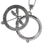 Artisan Owl Artisan Owl Dragon Fly 4X Magnifier Magnifying Glass Dragonfly Pendant Necklace, 30" (Silvertone)