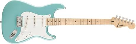 Squier by Fender Limited Edition Sonic® Stratocaster® Electric Guitar HT, Maple Fingerboard, White Pickguard, Tropical Turquoise