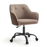 SONGMICS Office Chair, Swivel Chair, Desk Chair, Makeup Vanity Chair, Adjustable Height, Armrests, 110 kg Load, Cotton-Linen Fabric, Home Office, Study, Bedroom, Light Brown and Dark Brown OBG019K11