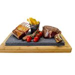 Black Rock Grill Premium Steak on a Stone Sharing Set - Elevate Your Tabletop Dining Experience with Lava Stone Grilling