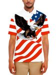 AOBUTE Mens Patriotic Polo July 4th Golf Shirts Gay Pride Stripe Print Golf Polo Tops, Eagle Flag, XX-Large