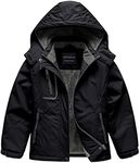 CREATMO US Girl's Mountain Waterproof Ski Jacket Kid's Warm Winter Snow Coat Toddler Windproof Parka Black 6/7