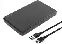 Anciary USB 2.0 2.5 Inch SATA to USB External Hard Drive Enclosure HDD / SSD, Black Hard Disk Box Enclosure (Pack of 1) DF3